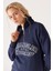 Relaxed Fit Geniş Kesim Dik Yaka Yarım Fermuarlı İçi Polarlı İndigo Sweatshirt 4