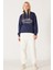 Relaxed Fit Geniş Kesim Dik Yaka Yarım Fermuarlı İçi Polarlı İndigo Sweatshirt 5