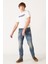 Slim Fit Dar Kesim Düşük Bel Taşlamalı Gri Esnek Larston Jean Denim Kot Pantolon 4