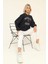 Lacivert Bisiklet Yaka Baskılı Sweatshirt 1
