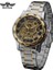 Gümüş Siyah Kazanan Erkek Mekanik Saat Siyah Stainess Çelik Çelik El Rüzgar Saatler Şeffaf Steampunk Montre Homme Kol Saati (Yurt Dışından) 1