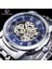 GMT1236-4 Forsining Hollow Açık Çalışma Mavi Kadran Gümüş Paslanmaz Çelik Su Geçirmez Retro 3D Otomatik Mekanik Bilek Saati Saat (Yurt Dışından) 2