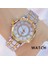 1506-GÜMÜŞ Altın Moda Kadın Bilezik Saatler Paslanmaz Çelik Taklidi Kristal Bayanlar Kuvars Izle Kadın Elbise Saat Dropshiping Montre Femme (Yurt Dışından) 1