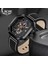Gümüş Siyah Lıge Moda Kuvars Kol Saatleri Otomatik Tarih Deri Kordonlu Saat Su Geçirmez Kare Iş Izle Erkekler Için Relojes Para Hombre (Yurt Dışından) 5