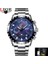 Gümüş Mavi S Üst Marka Lıge Rahat Spor Saatler Erkekler Için Lüks Askeri Çelik Büyük Kol Saati Adam Saat Moda Chronograph Kol Saati (Yurt Dışından) 1