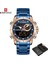 Mavi Altın Kutu Navıforce Casual Quartz Saat Erkekler Paslanmaz Çelik Erkekler Ordu Askeri LED Saat Erkek Su Geçirmez Saatler Relogio Masculino (Yurt Dışından) 1