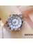 1506-GÜMÜŞ Moda Kadın Bilezik Saatler Paslanmaz Çelik Taklidi Kristal Bayanlar Kuvars Izle Kadın Elbise Saat Dropshiping Montre Femme (Yurt Dışından) 1