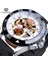 GMT1155-7 Forsining Yaratıcı Mekanik Spor Saatler Erkek Otomatik Yarım Renkli Kadran Kahverengi Deri Kayış Yarış Açık Saat Reloj Hombre (Yurt Dışından) 1