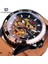 GMT1155-5 Forsining Benzersiz Erkek Saat Otomatik Yaratıcı Yarım Mavi Beyaz Içi Boş Kadran Hakiki Deri Mekanik Saat Moda Relojes 2019 (Yurt Dışından) 1