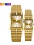 Kutu ile Men5 2022 Lüks Altın Çelik Bilezik Kol Saatleri Kadın Erkek Saat Erkekler Kadınlar Için Altın Kuvars Izle Saatler Relogio Masculino L1018 (Yurt Dışından) 2