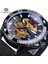 GMT1155-4 Forsining Yaratıcı Mekanik Spor Saatler Erkek Otomatik Yarım Renkli Kadran Kahverengi Deri Kayış Yarış Açık Saat Reloj Hombre (Yurt Dışından) 1