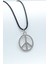 Peace Barış İşareti Gümüş Kaplama Unisex Deri İp Kolye kod 432 1