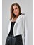 Beyaz Kruvaze Crop Blazer Ceket 1