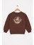 Kız Çocuk Kahverengi Renkli Yesterday Baskılı Sweatshirt 1