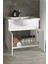 Yıldız 55+35 cm Beyaz Mdf Seramik Lavabolu Asma Banyo Dolabı Takımı 4