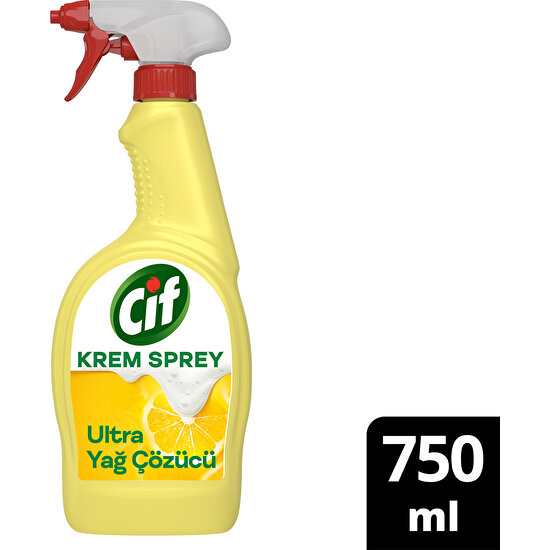Cif Krem Sprey Ultra Yağ Çözücü Yüzey Temizleyici Limon 750 ml