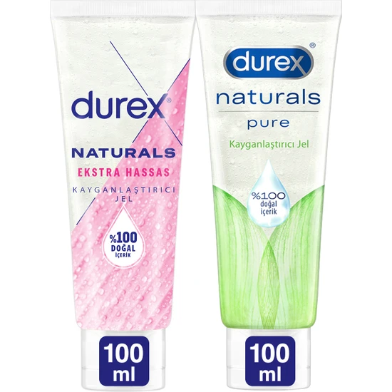 Durex Naturals Ekstra Hassas  Jel 100 ml + Naturals Pure  Jel 100 ml