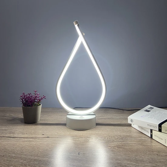 Asva Design Damla Dekoratif LED Masa Lambası Abajur Beyaz