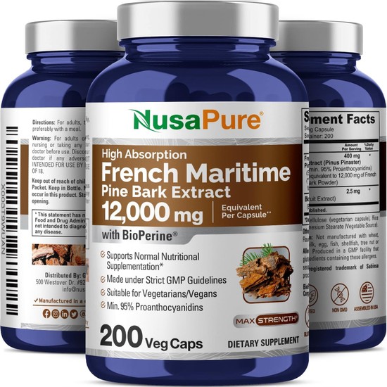 NusaPure French Maritime Pine Bark Extract 12000 Mg 200 Fiyatı