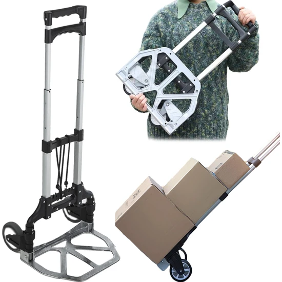 Katlanır Portatif Taşıma Aracı Koli Yük Paket El Arabası 80KG Kapasiteli