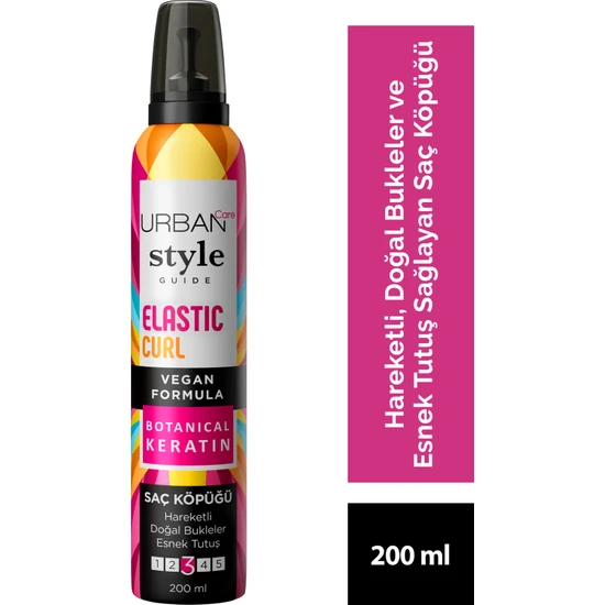 URBAN Care Style Guide Elastic Curl Doğal Görünüm Sağlayan Saç Köpüğü-Esnek Tutuş-Vegan -200 ml