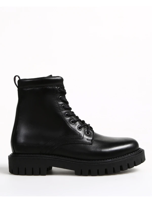 Tommy Hilfiger Deri Siyah Erkek Bot Premıum Casual Chunky Lth Boot