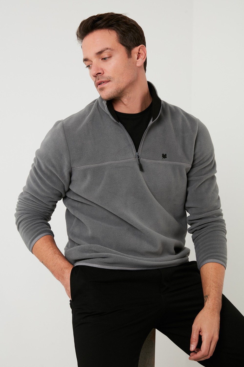 Buratti Slim Fit Anti-Pilling Tüylenme Yapmayan Bato Yaka Kışlık Şardonlu Polar Erkek POLAR 5906001 görsel 3