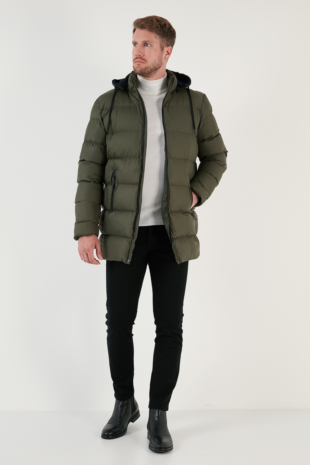 Buratti Slim Fit Suya ve Rüzgara Dayanıklı Çıkarılabilir Kapüşonlu Şişme Mont Erkek Mont 649009 görsel 3