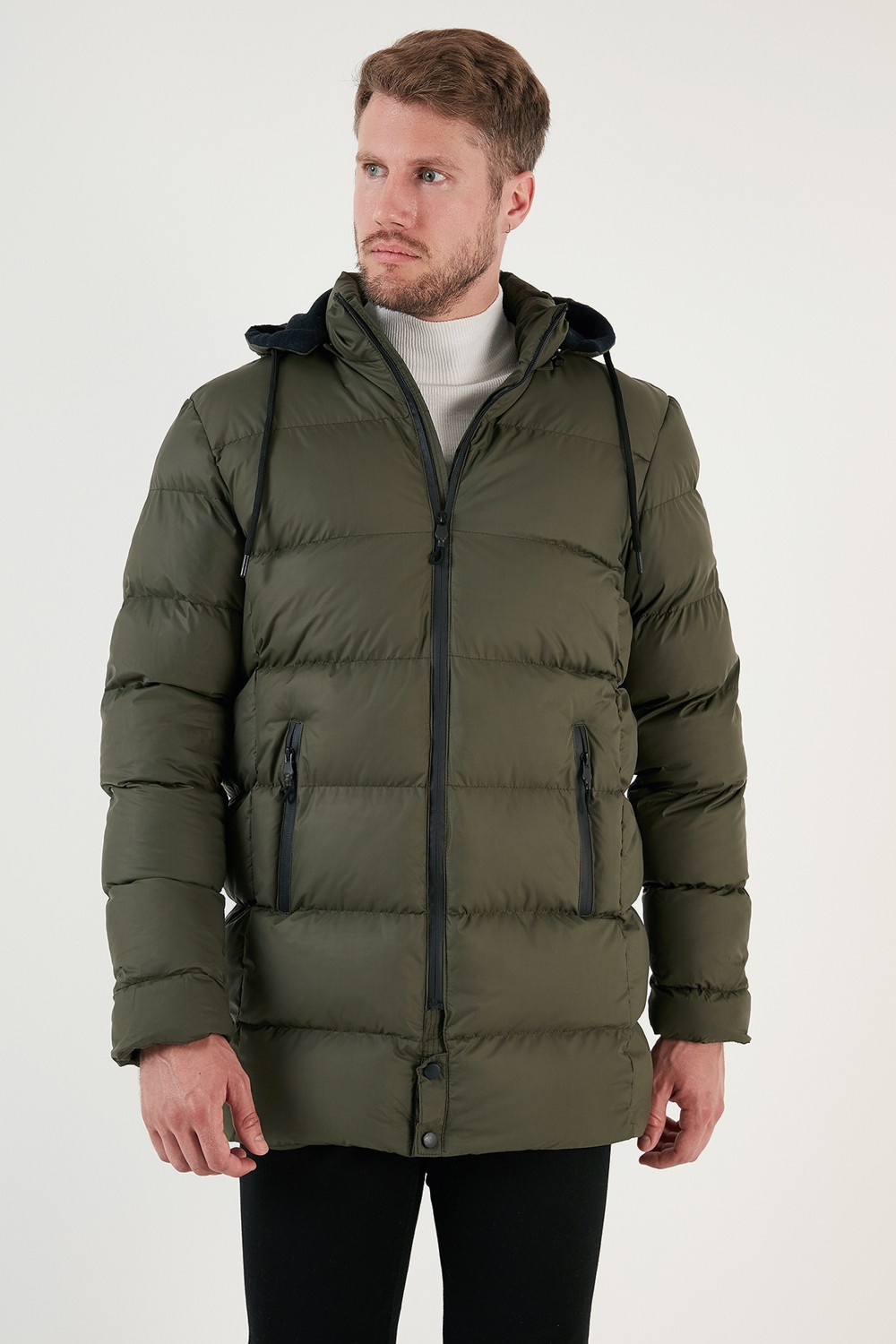 Buratti Slim Fit Suya ve Rüzgara Dayanıklı Çıkarılabilir Kapüşonlu Şişme Mont Erkek Mont 649009 görsel 4