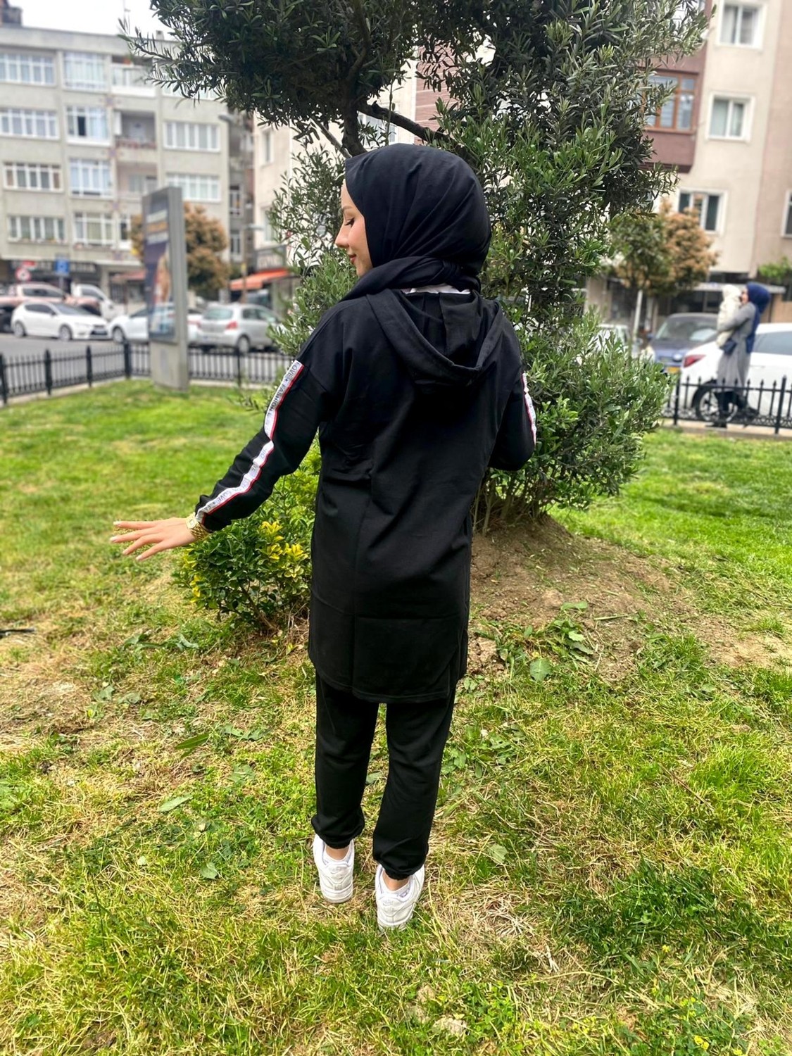 Cng Moda Büyük Beden Tomy Fermuarlı Kapüşonlu Eşofman Takımı Siyah görsel 3