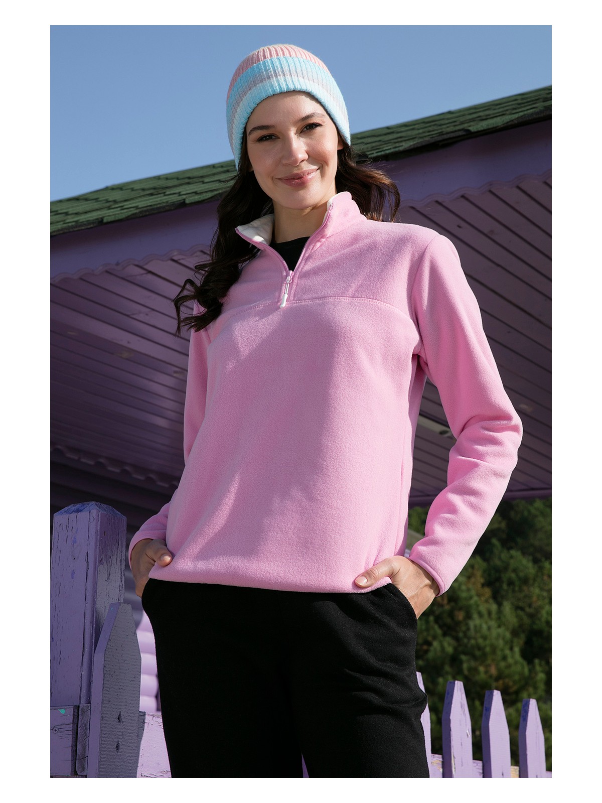 Lela Slim Fit Yumuşak Dokulu Anti-Pilling Tüylenme Yapmayan Yarım Fermuarlı Polar Bayan POLAR 5907000