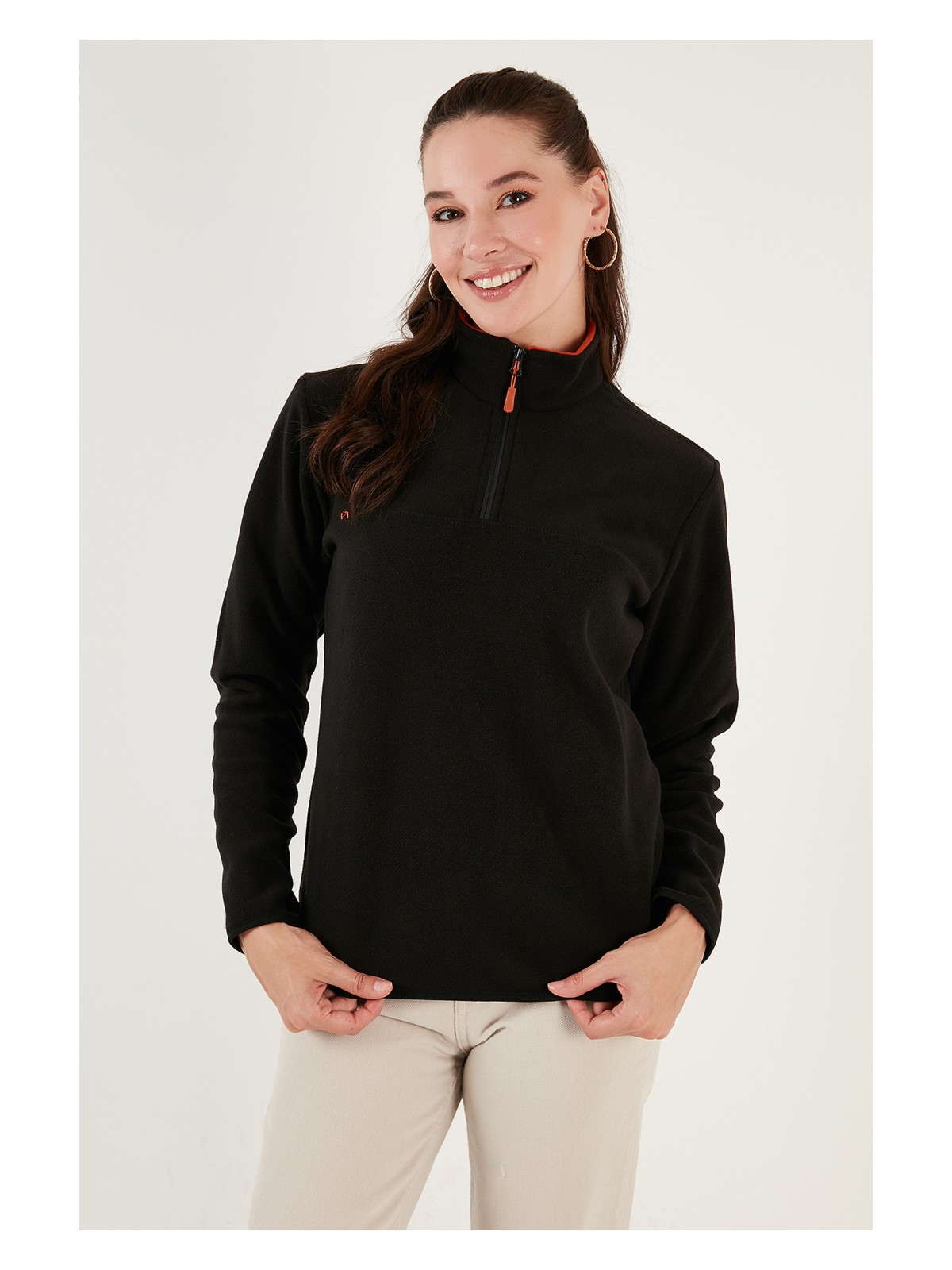 Lela Slim Fit Yumuşak Dokulu Anti-Pilling Tüylenme Yapmayan Yarım Fermuarlı Polar Bayan POLAR 5907000