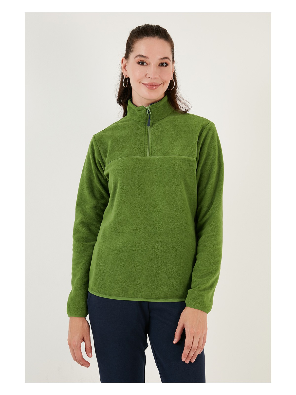 Lela Slim Fit Yumuşak Dokulu Anti-Pilling Tüylenme Yapmayan Yarım Fermuarlı Polar Bayan POLAR 5907000 - Görsel 10