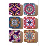 Mandala Temalı Vintage 6'lı Ahşap Bardak Altlığı Seti