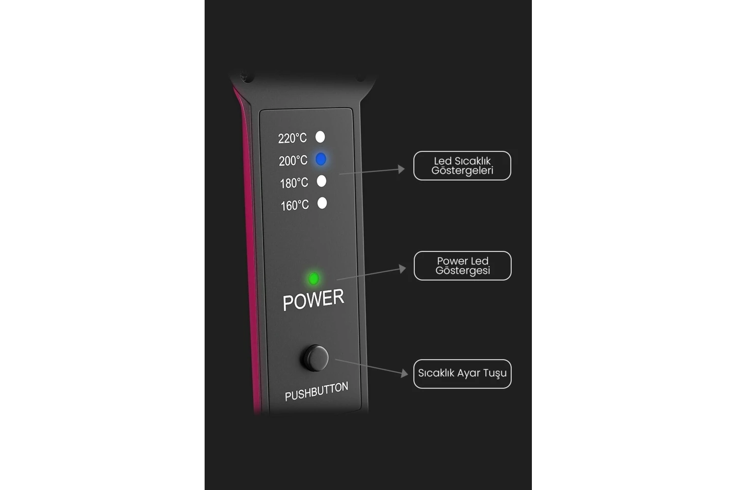 Resim DEMPOWER Dp-08 Seramik Kaplı Pembe Detay Saç Düzleştirici 