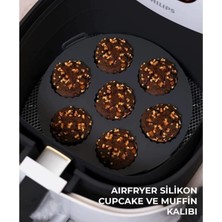 Holly Home 3 Parça Pratik Silikon Airfryer Pişirme Kağıdı Kırmızı Yonca , Siyah Muffin, Siyah Bölmeli Fırın Mikrodalga Kap Hh