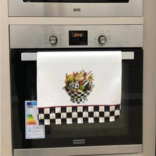 Aymira Home Dekoratif Mutfak Pamuklu Fırın Havlusu Özel Desenli Damalı Model 35X50 cm Yıkanabilir Pamuklu Ürün