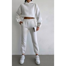 Duso Şardonlu Beli Paçası Lastikli Kapüşonlu Sweatshirt Eşofman Alt Üst Takım