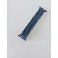 Decopratic Apple Watch Uyumlu Spor Hasır Kordon 38/40 mm Açık Mavi (Kenarları Sarı Çizgili)