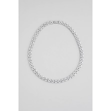 So CHIC Baget Çiçeği 18 Ayar Beyaz Altın Kaplama 42 Cm Gümüş Gerdanlık