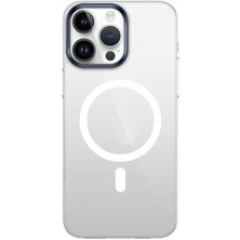 Space-M Apple Iphone 15 Pro Kılıf Wireless Şarj Özellikli Şeffaf G-Glass Kapak