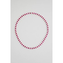 So CHIC Yakut Gecesi 18 Ayar Beyaz Altın Kaplama 45 Cm Gümüş Gerdanlık