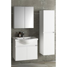 Özceden Yıldız 65+35 cm Beyaz Mdf Seramik Lavabolu Asma Banyo Dolabı Takımı