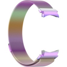 Coolacs Samsung Galaxy Watch 6 Classic 47MM Uyumlu Mıknatıslı Metal Örgü Hasır Desenli Kordon Colorful