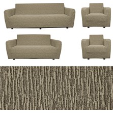 Faiend Jakarlı Düz Desen Esnek Kanepe kılıfı Tamıkı Koltuk Örtüsü 3+2+1+1 Yıkanabilir koltuk Kılıfı Kanepe Çekyat örtüsü Takımı Kahverengi