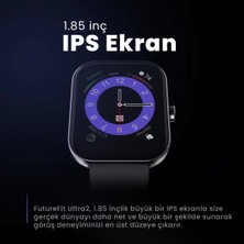 HiFuture FutureFit Ultra2 Bluetooth 5.2 IP68 Su Geçirmez AMOLED Ekran 1.85 inç Arama Özellikli iOS&Android Uyumlu Nabız Spor Kan Oksijen Takibi 47mm Akıllı Saat Siyah