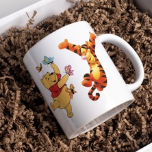 Winnie The Pooh - Tigger - Eeyore - Piglet Disney Tasarımlı, Içi Kırmızı Seramik Kupa