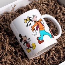 Moje More Mickey Mouse - Minnie Mouse - Goofy - Pluto Disney Tasarımlı İçi Kırmızı Seramik Kupa