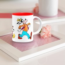 Moje More Mickey Mouse - Minnie Mouse - Goofy - Pluto Disney Tasarımlı İçi Kırmızı Seramik Kupa