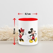 Moje More Mickey Mouse - Minnie Mouse - Goofy - Pluto Disney Tasarımlı İçi Kırmızı Seramik Kupa